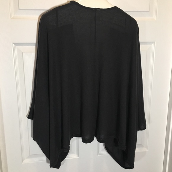 Black Sweater Cardigan (Poncho) One Size 44” X 56” - Picture 5 of 5